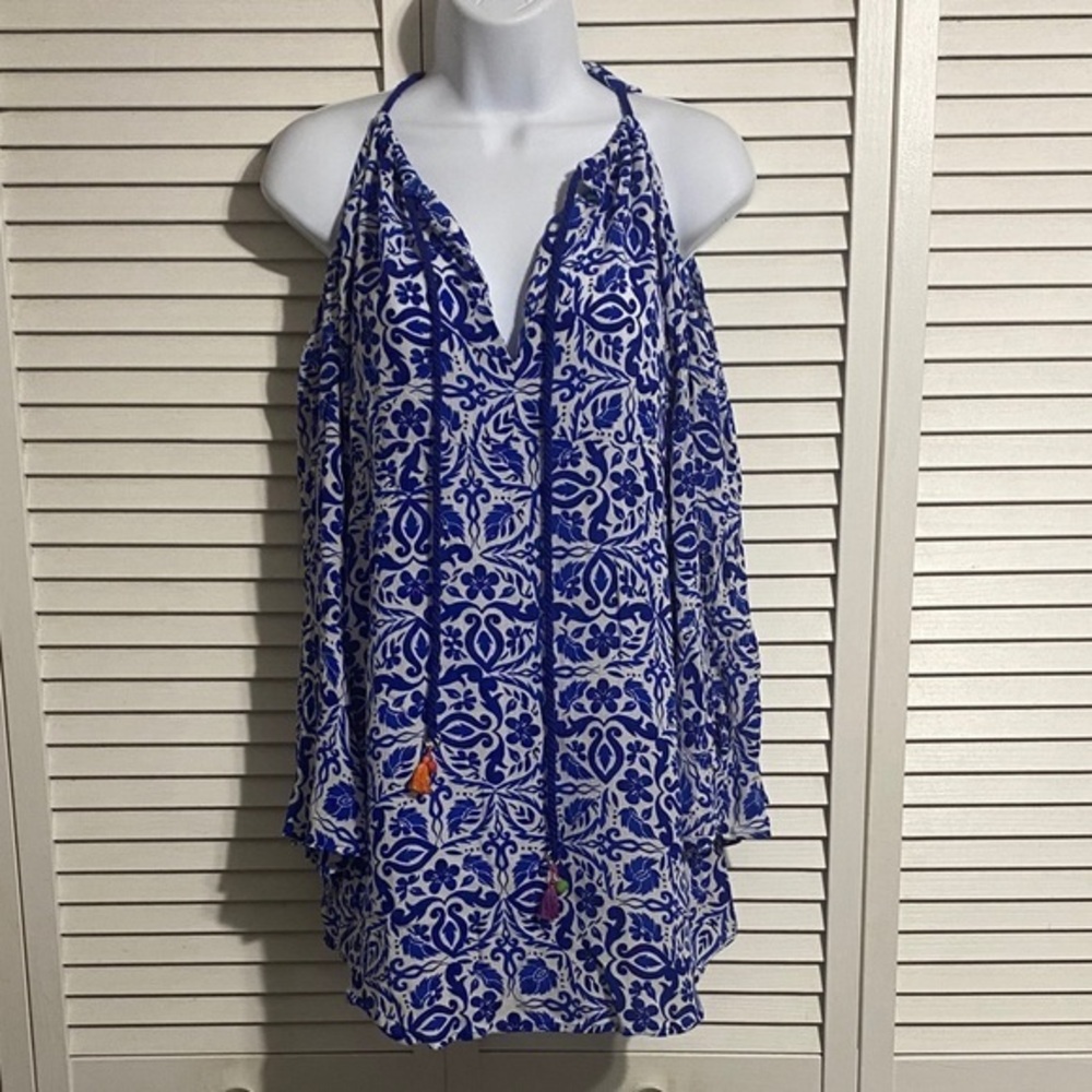 Nanette Lepore
Talavera Tunic Blue and White Women's Swim Cover-Up